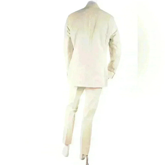 PAUL SMITH Beige White Cotton Stripe Seersucker Summer Slim Suit 44R Italy - Picture 3 of 8